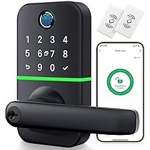 Keypad Smart Door Lock with Handle: Kucacci Keyless Entry Fingerprint Lock - Digital Code Handle with Keypad - Electronic Smart Knob for Front Door - Deadbolt Alternative with App - Easy Installation