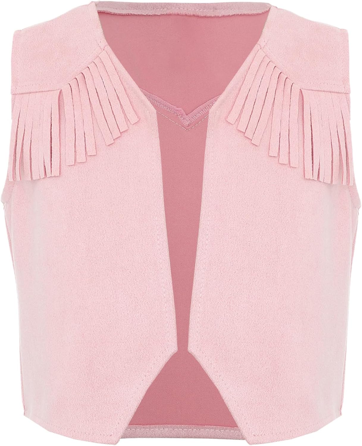 Mufeng Kids Boys Western Cowboy Cowgirl Vest Christmas Role Play West Retro Sleeveless Jacket Outerwear Pink 12 Years