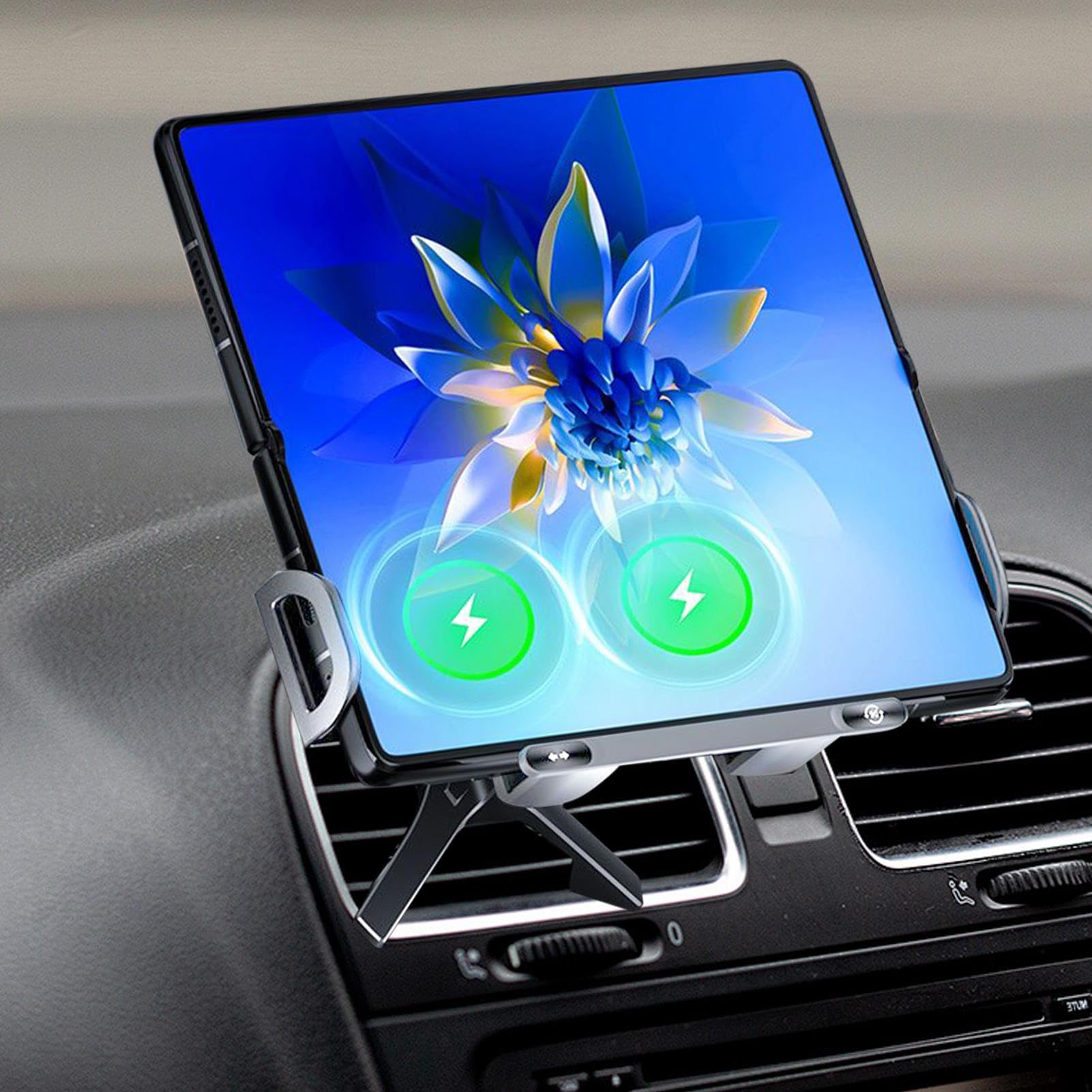 Supporto Auto Ricarica Wireless Supporto Telefono Cruscotto | Supporto Smartphone Piegevole, Ricarica 15W Doppia Bobina per Auto