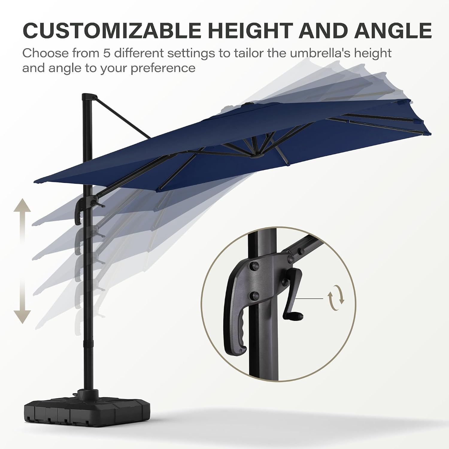 LAUSAINT HOME 10FT Cantilever Patio Umbrella, 360° Rotating Offset Umbrella with Aluminum Frame, Large Square Sunshade for Backyard, Pool,(Square, Grey)