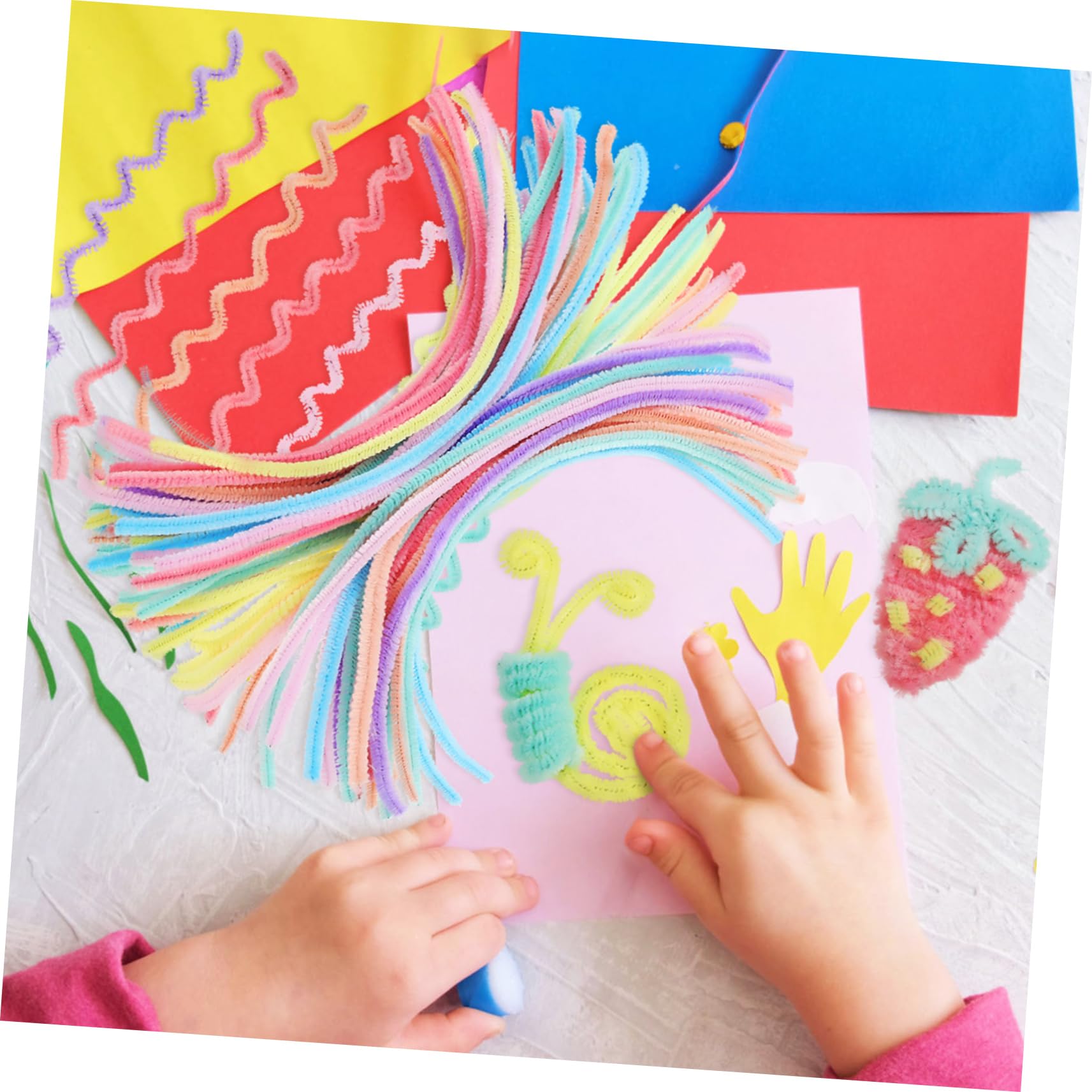 Uonlytech 4 Ensembles De Supérieur Bricolage Long Bleu Enfants Coloré Pour Beige Cure-pipes Tiges De Chenille Fabriquer Des Cure-pipes Peluche 300 Pièces * 4
