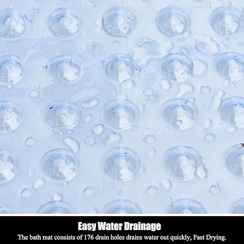 Miniatura 3 de Tapetes para bañera y ducha, 28 x 15 pulgadas, antideslizante, lavable a máquina, con ventosas y agujeros de drenaje para baño, color beige
