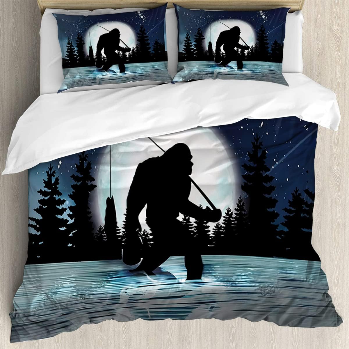 Bigfoot Bedding Set, Bigfoot Bed Set Twin Size for Children Teens Girls Boys, Soft Microfiber Breathable Bigfoot Duvet Cover, Bigfoot Decor (Bigfoot Design 01)