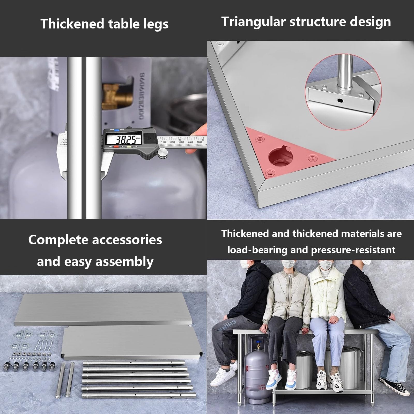 MTSYXYM Edelstahl Arbeitstisch,Edelstahl Tisch Outdoor,Küche Edelstahltisch,mehrschichtige Lagerung, Einstellbarer Schichtabstand,Für Garage, Haus, Lager Und Küche MTSYXYM Edelstahl Arbeitstisch,Edelstahl Tisch Outdoor,Küche Edelstahltisch,mehrschichtige Lagerung, Einstellbarer Schichtabstand,Für Garage, Haus, Lager Und Küche