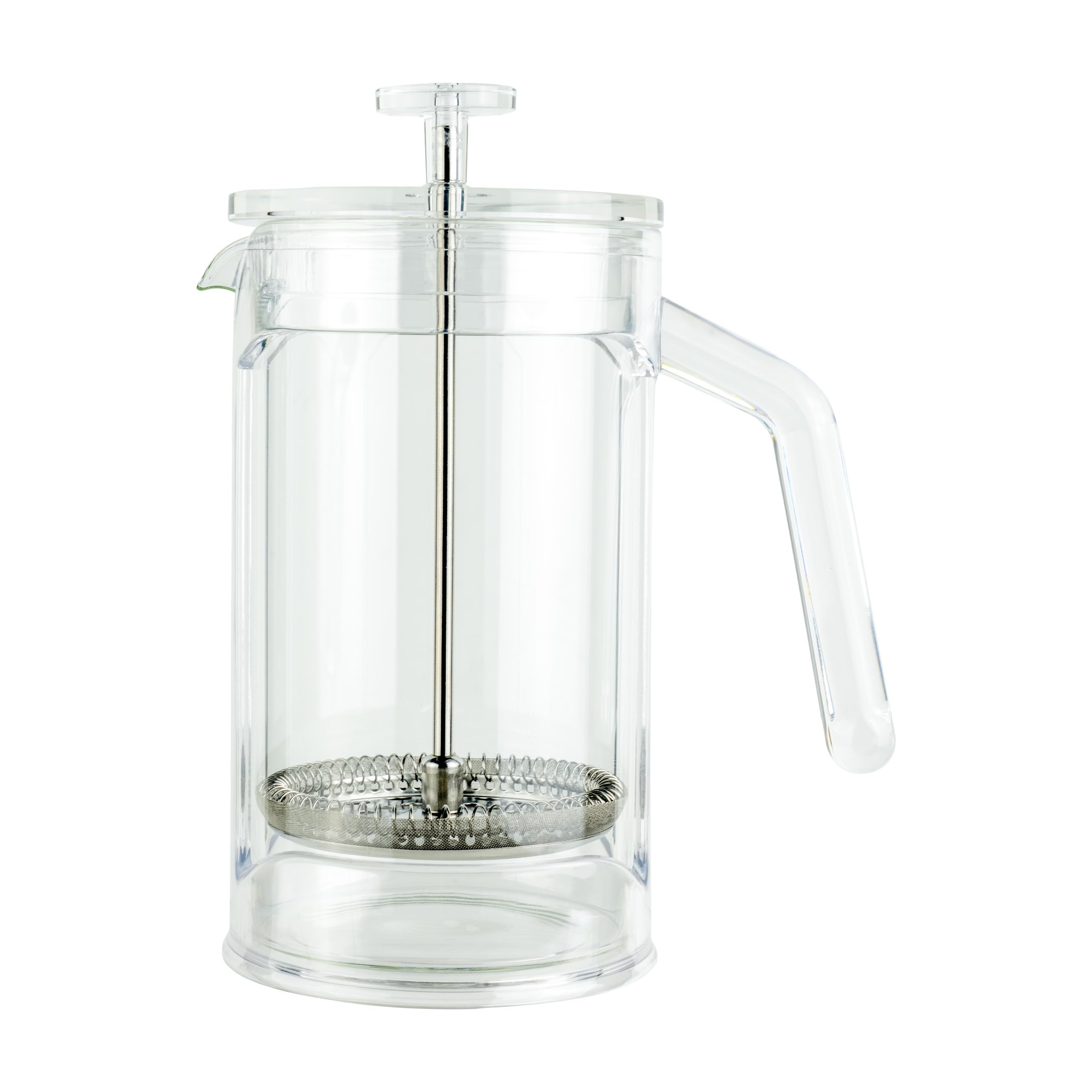 Café Olé Chiaro Cafetière, Clear, 1000ml / 4-5 Mugs / 5 Espresso Cups, French Press Coffee Maker, Stainless Steel Mesh Filter, Glass Beaker, Acrylic Body and Handle