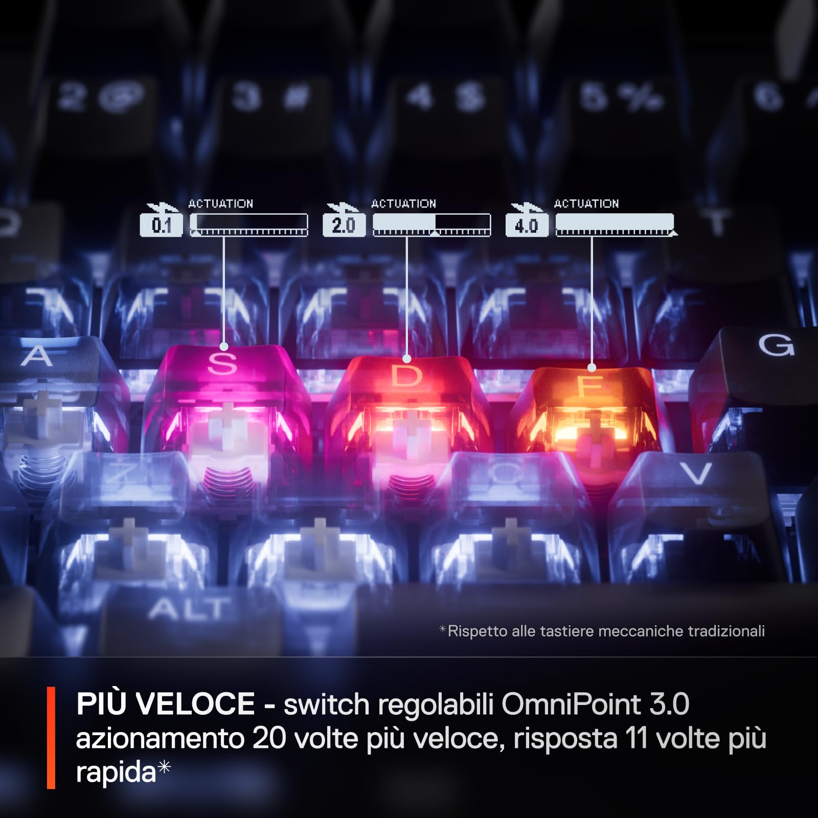 SteelSeries Apex Pro Mini Gen 3 con Switch HyperMagnetic OmniPoint 3.0 - Attuazione regolabile - Rapid Trigger - Preset di gioco - Protection Mode - Rapid Tap/SOCD - RGB -Copritasti in PBT - US QWERTY