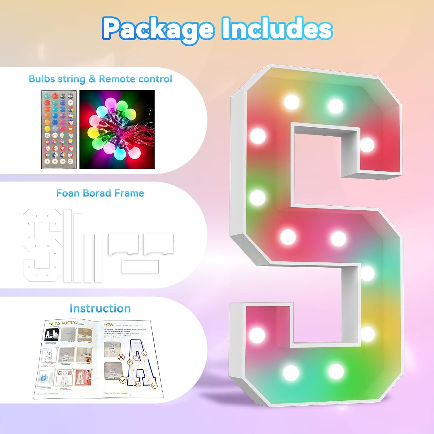 Ledido 4FT Marquee Light Up Numbers 50, 34 Colors Changing Marquee Numbers 4 Feet Tall with Remote, Big 50th Birthday Number, Large Lighted Number for Anniversary Graduation Birthday Party Decoration