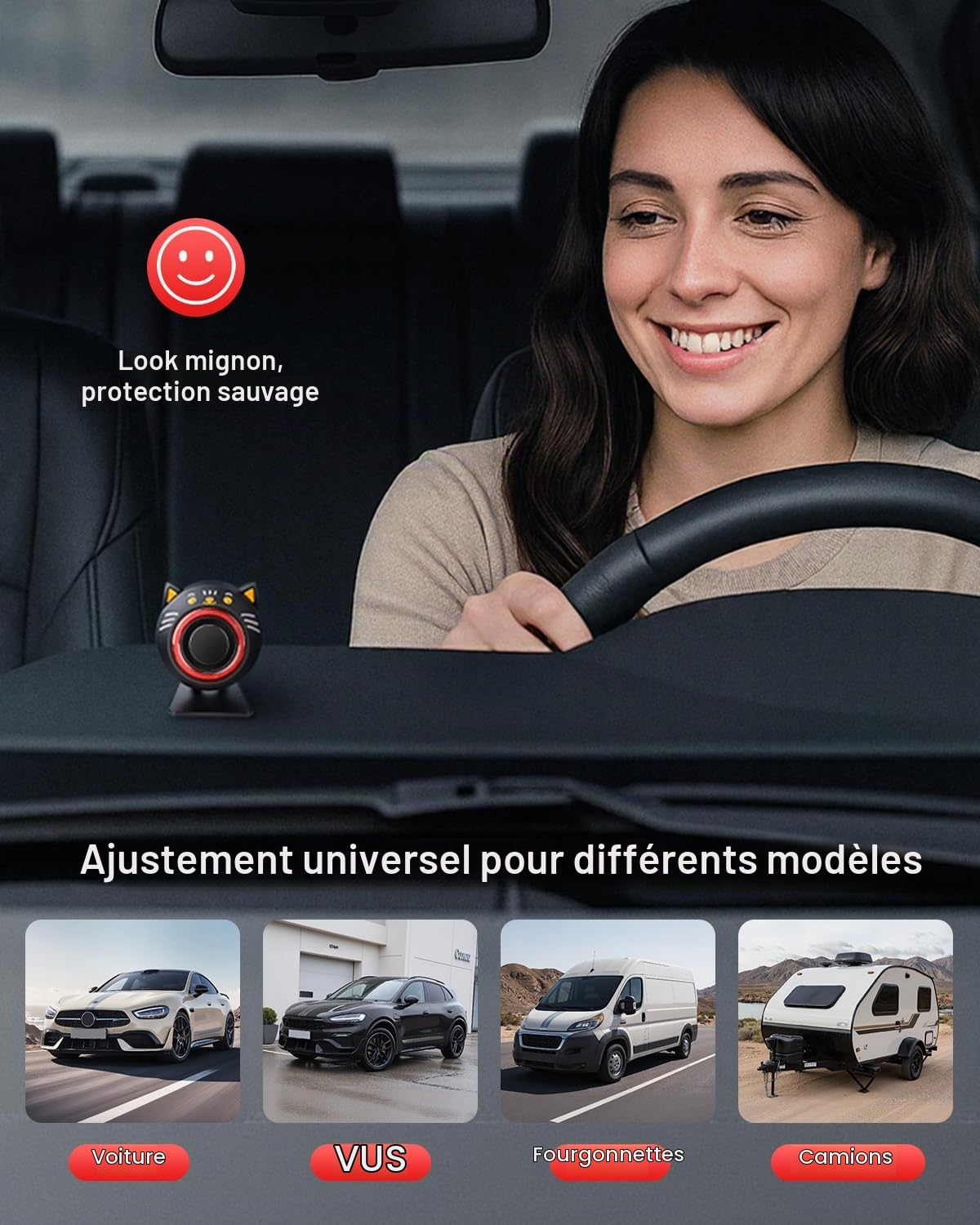 Alarme sonore et lumineuse à vibrations pour voiture avec télécommande