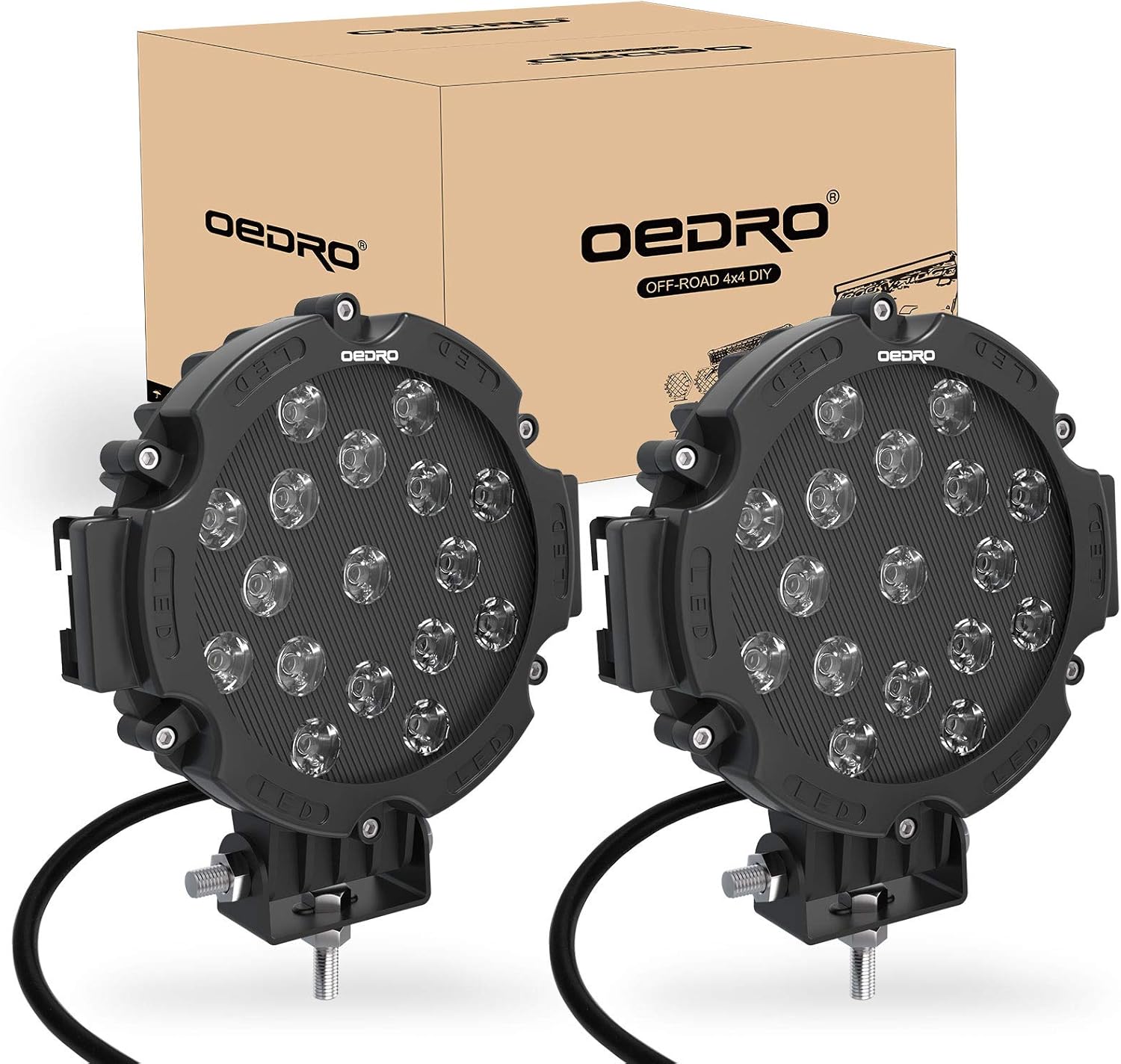 70% оƒƒ Dіѕсоunt oEdRo 7 Inches 51W 5100LM LED Light Pods, Round Spot Light Pod Off Road Driving Lights Fog Bumper Roof Light Fit for Boat, Jeep, SUV, Truck, Hunters, Motorcycle
