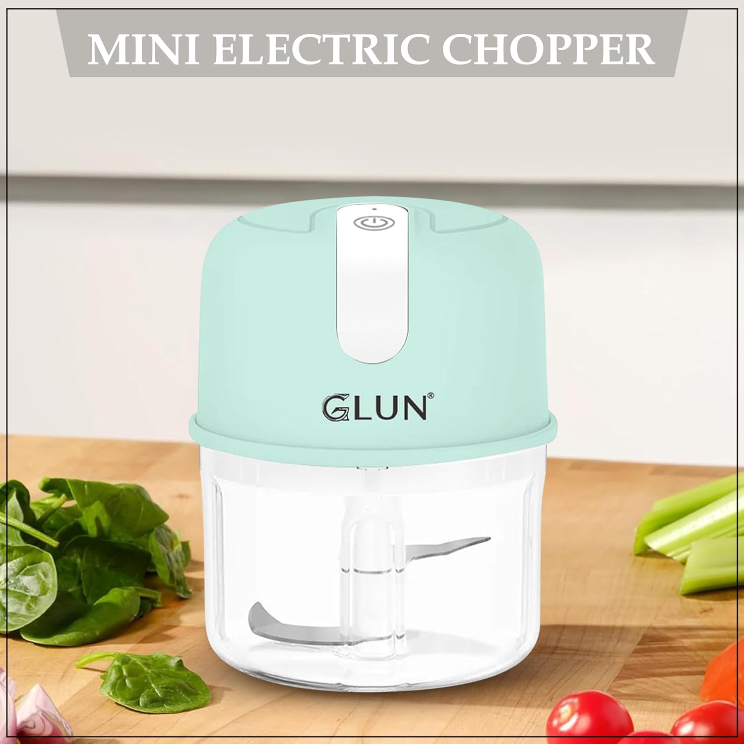 GLUN® Mini Garlic Chopper, Portable & Rechargeable Kitchen Chopper with USB Port BPA-Free, Chopper for Vegetables, Fruits and Nuts, Easy to Clean 2 71euDUI97gL. SL1500