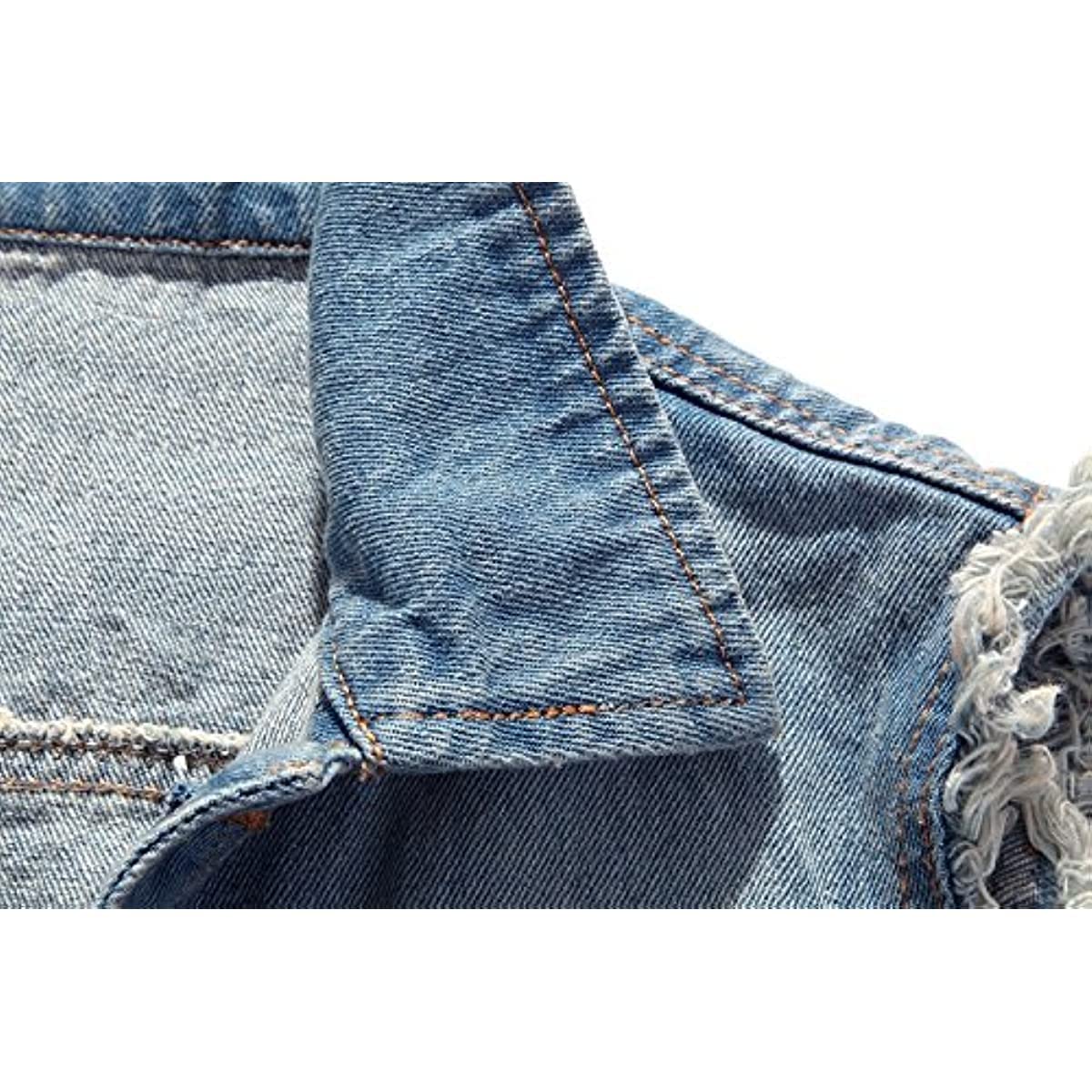 Hommes Denim Gilet Veste Décontractée Classique Manches Vestes