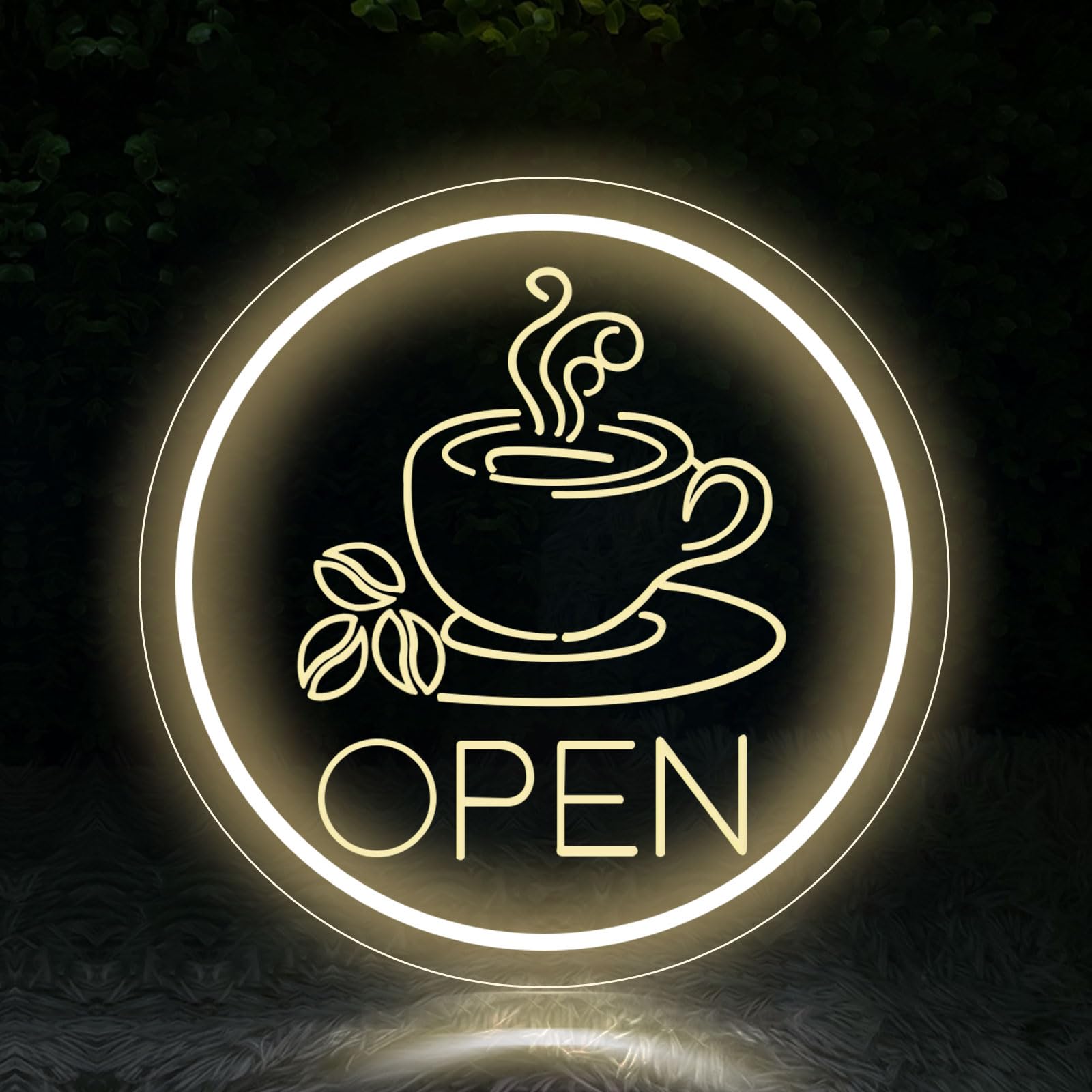 Coffee Open Neonschild Warmweiß „Business Open“ für Café, Laden, Home Bar, Wanddekoration, USB-betriebenes Leuchtschild, Café-Eckdekor, Geschenk für Kaffeeliebhaber