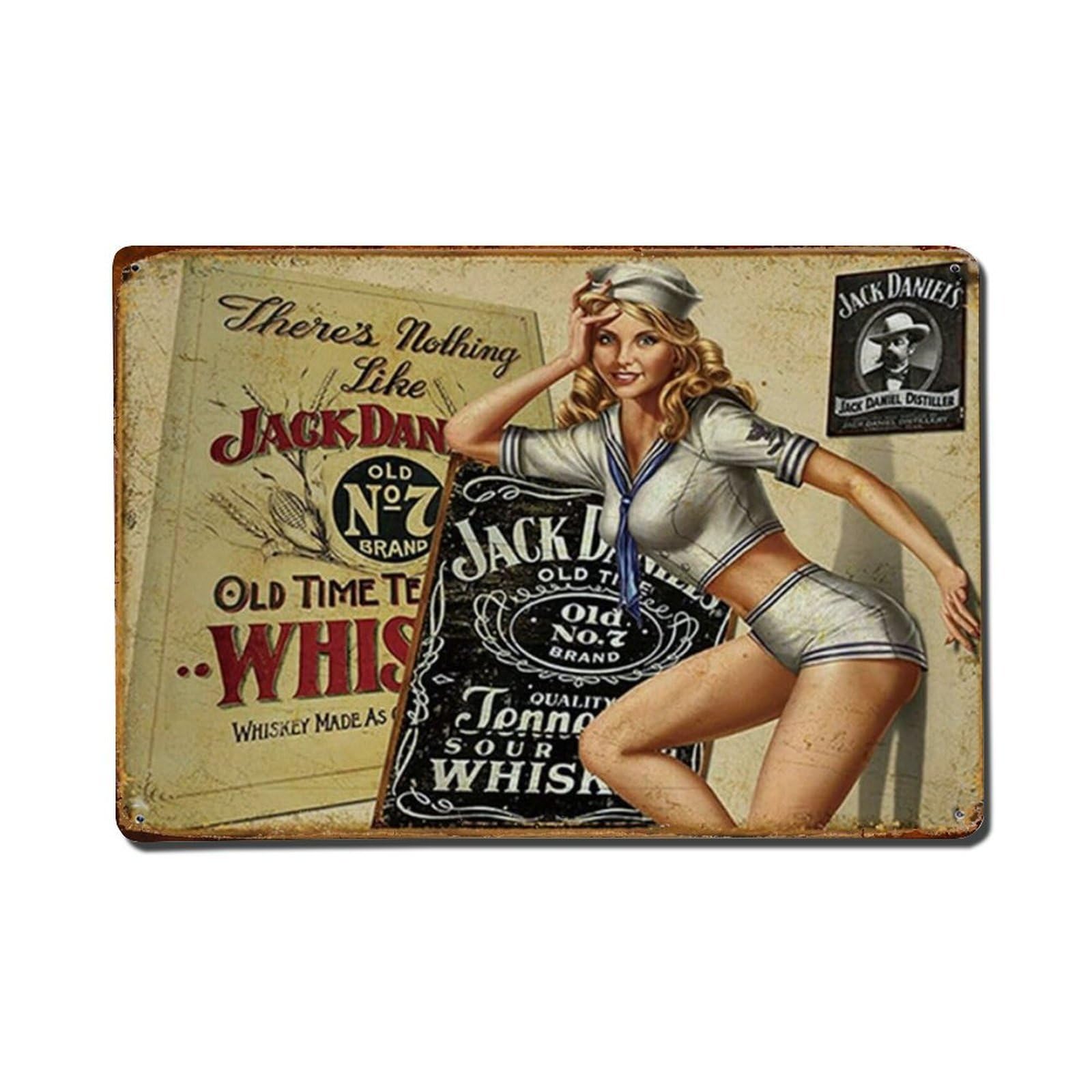 Rkundrne Vintage Whiskey Bar Metal Tin Sign Garden Bedroom Cafe Bar Man Cave Home Wall Decor Metal Poster 8X12 In