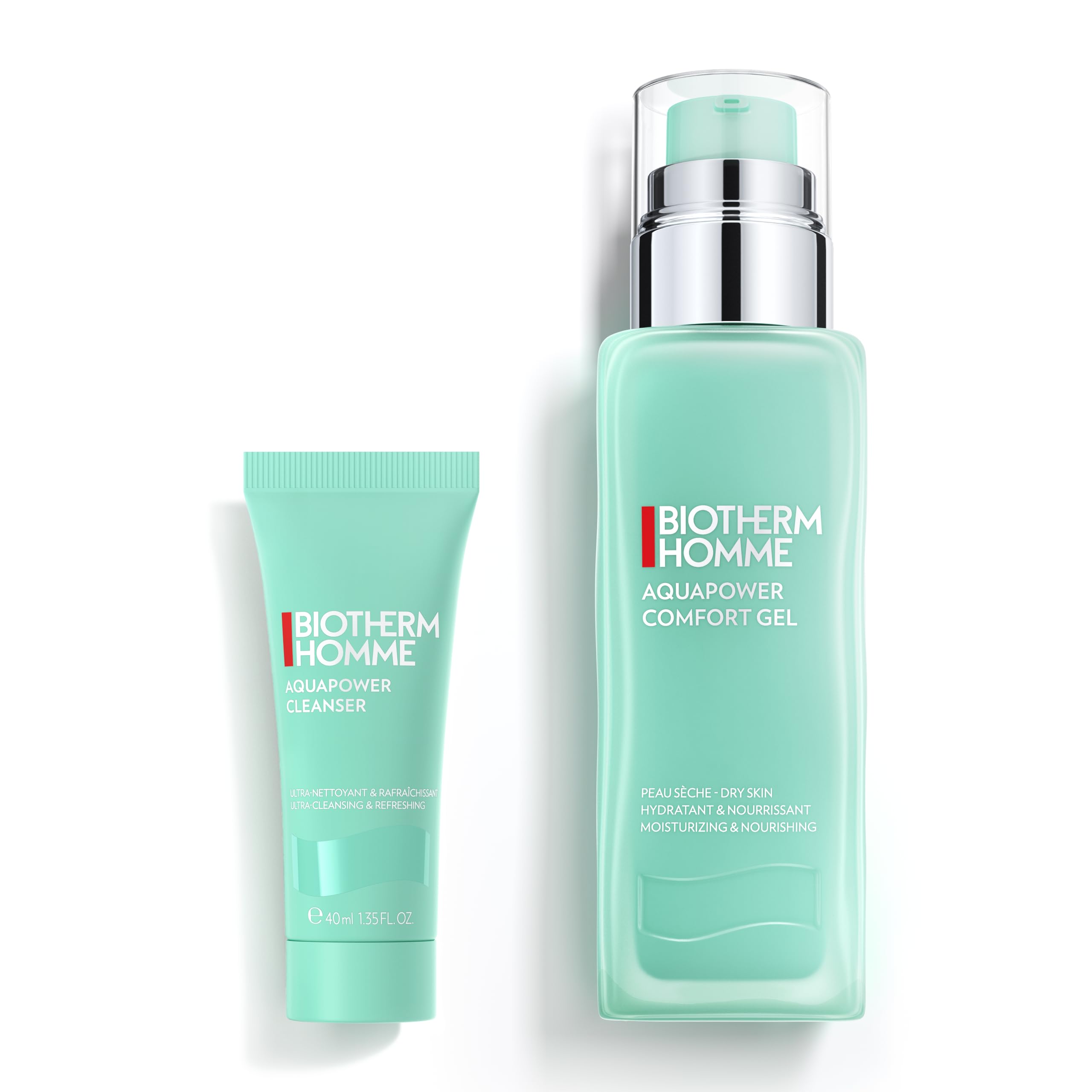 Biotherm Homme Set Aquapower Comfort Gel 75ml + Cleanser 40ml, erfrischendes Gesichtsgel und Reinigungsgel für Männer