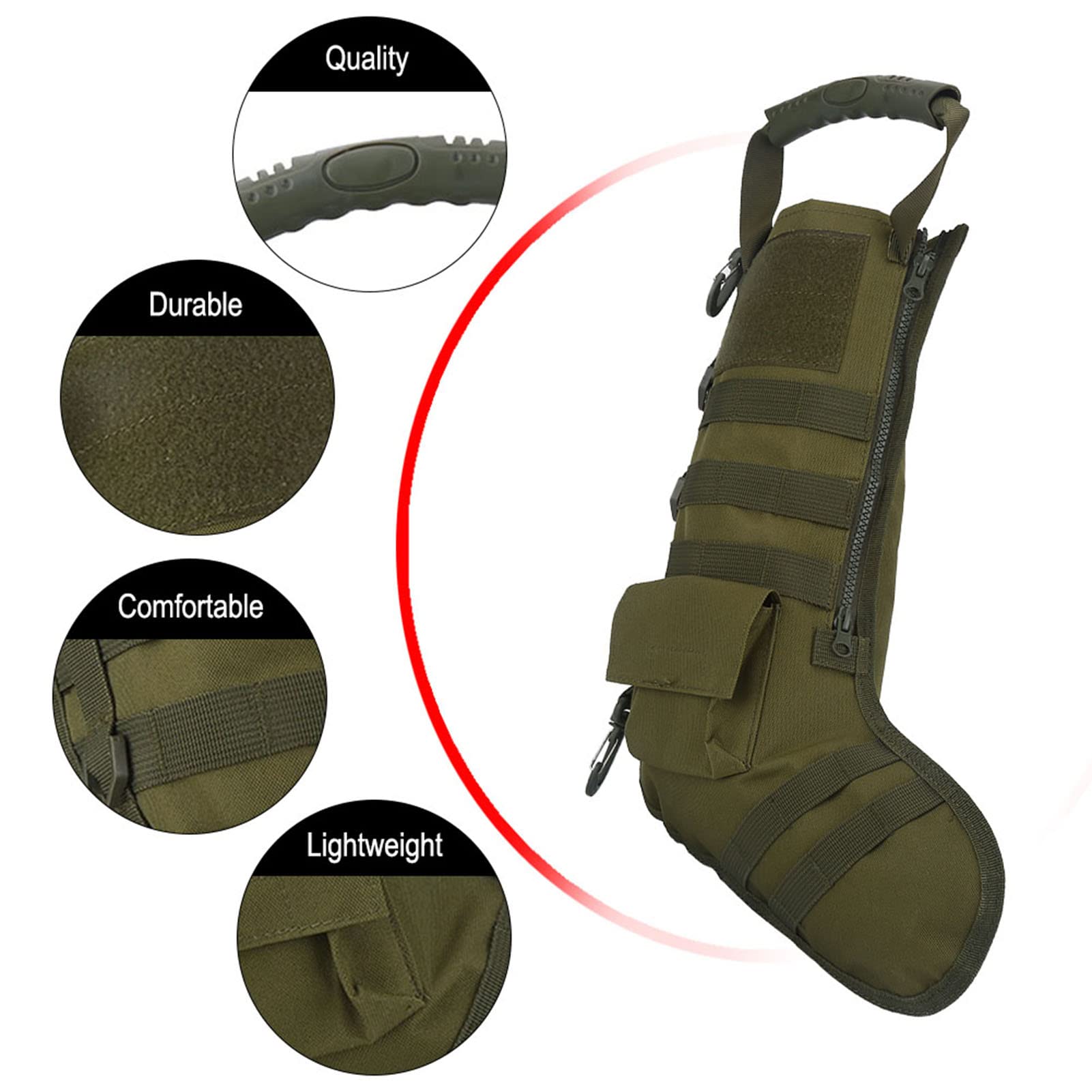 Sempoda 3 Farben Taktischer Weihnachtsstrumpf aus Nylon, Aufbewahrungstasche für Outdoor-Militärzubehör, Weihnachtsdekoration, Geschenktüten, Weihnachtsbaumstrumpf, Ornamente für Urlaub,(OD Grün)