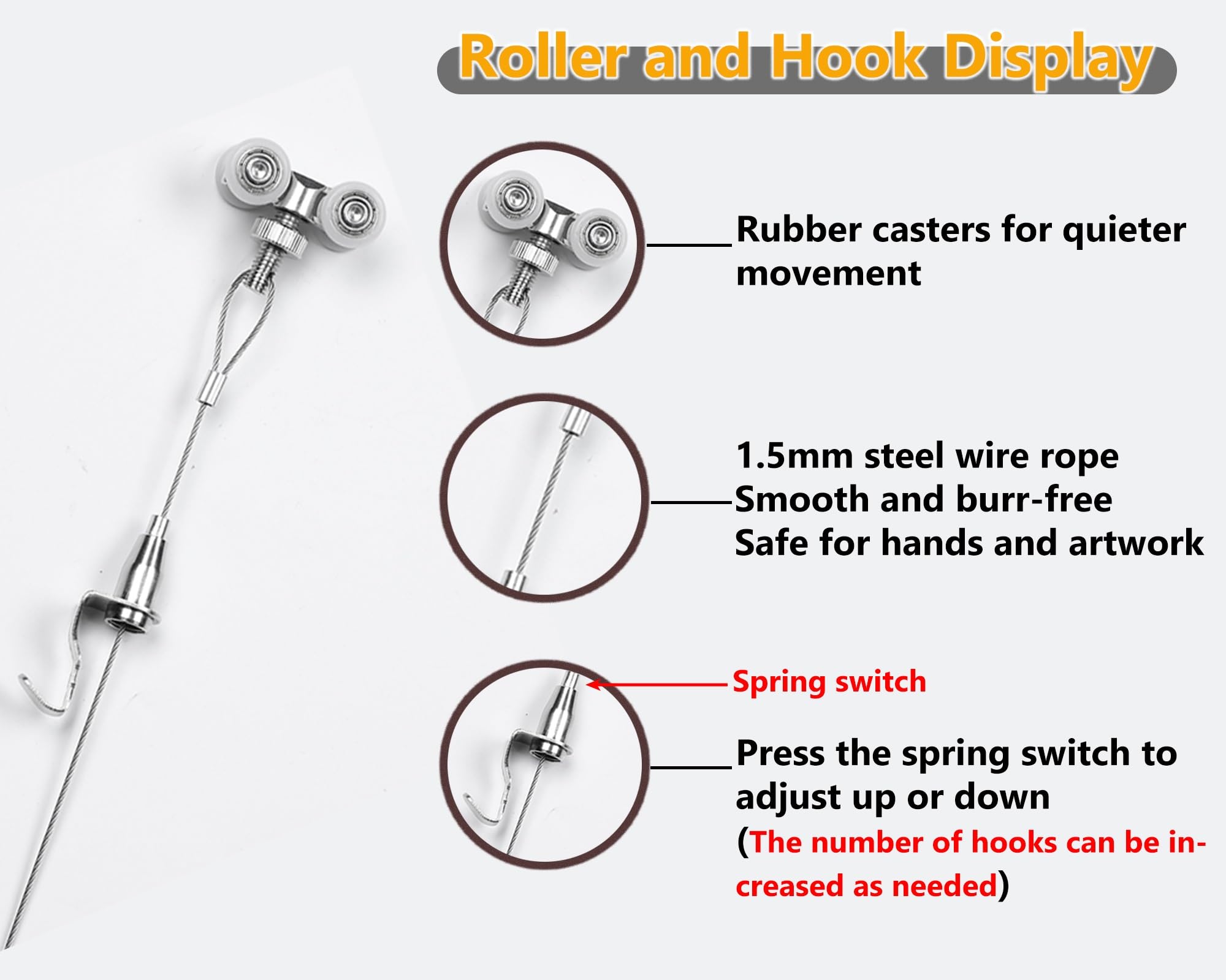 Kit para colgar cuadros con riel y alambre, solución de montaje en pared resistente para obras de arte y pinturas