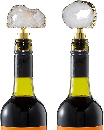 Miniatura 2 de Sip and Shimmer - Tapones para botellas de vino de cristal, juego de 2 piezas de tapones de champán con piedras preciosas para botella, accesorios