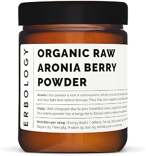 100% Organic Aronia Berry Powder 125g - Made from 100% Aronia Berry Sourced Straight from Farm - Raw, Vegan and Gluten-Free - Non-GMO - Recyclable Glass Jar