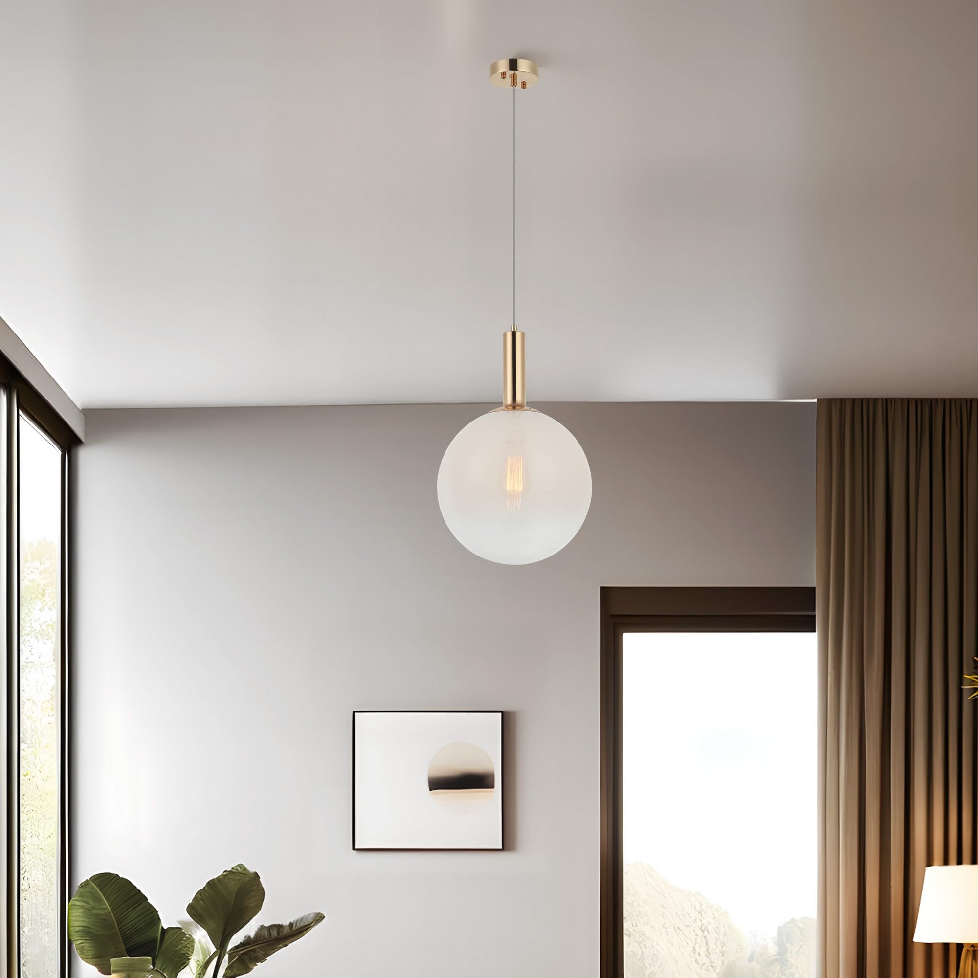 Lustre doré Opviq en métal et verre de 30 cm avec hauteur réglable