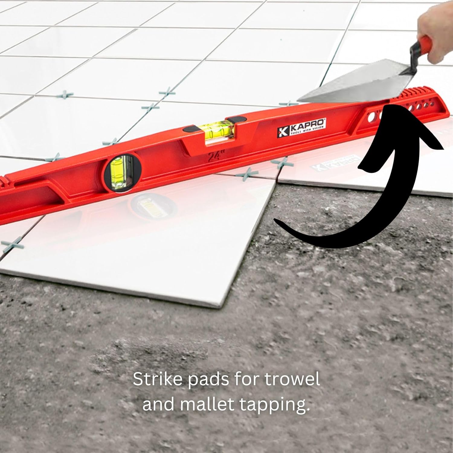 Kapro - 730 Topcast Mason Cast Level - for Masonry and Tilework - Features Shock-Resistant Vials and Strike Pads - Heavy Duty Aluminum - 24 Inch