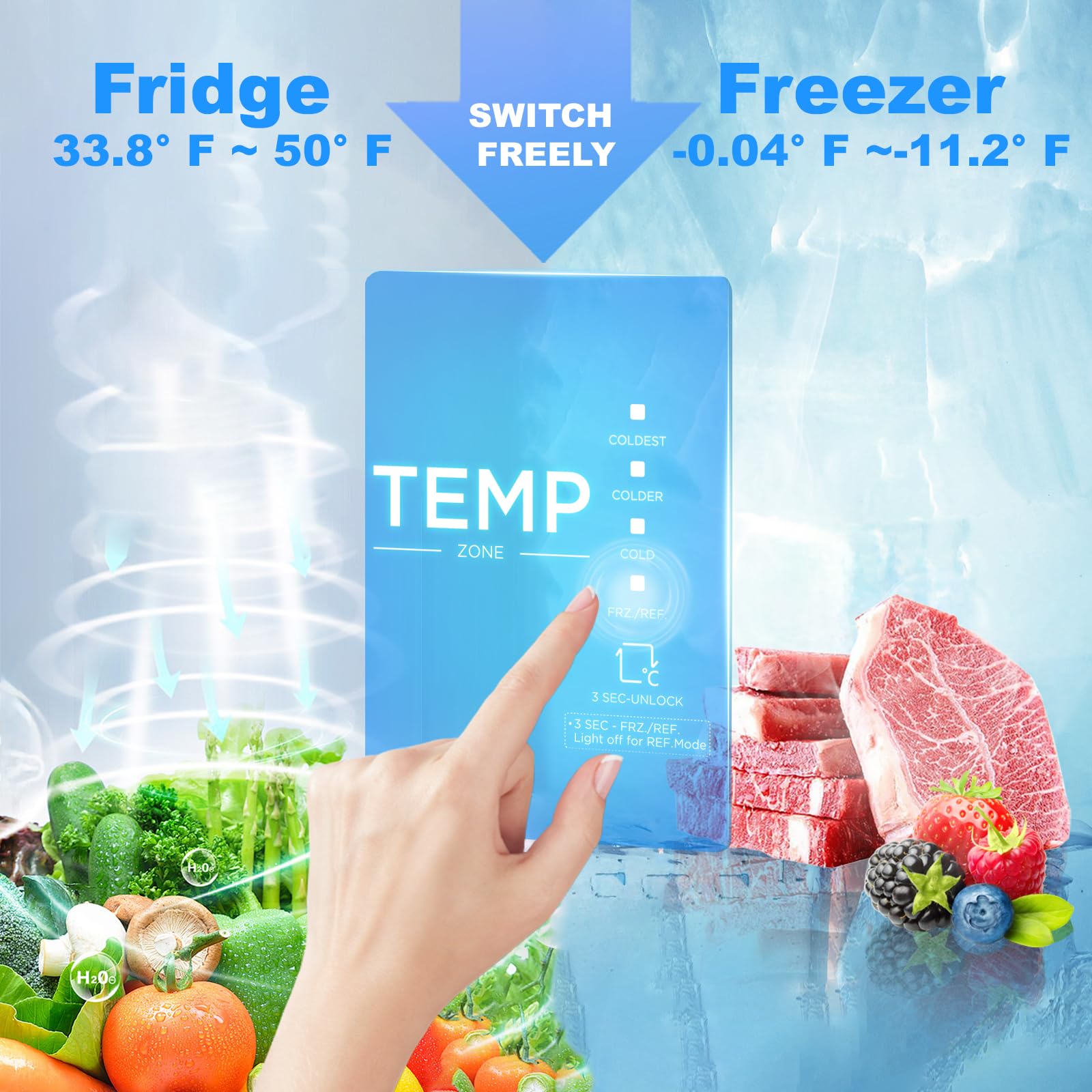 Smeta 21 Cu. Ft Freezer Upright, Stand Up Convertible All Refrigerator With Glass Shelves, Frost Free, Energy Saving, LED Light, Deep Tall Freezers Freezerless For Garage, Kitchen, Home, Office on Fridge.com - View 2