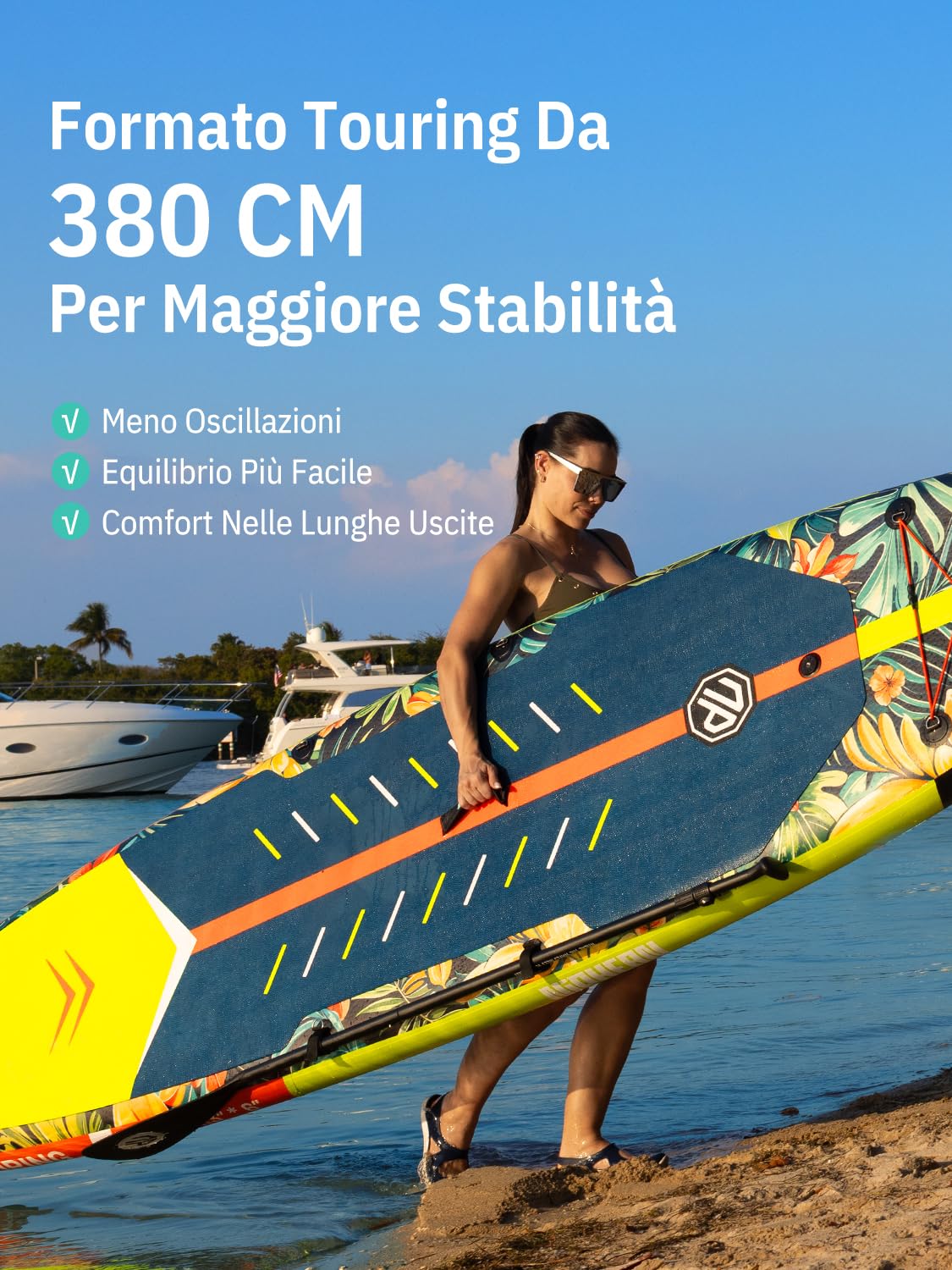 Niphean 380cm Sup Gonfiabile, Capacità 280kg, Tavola SUP Gonfiabile Touring con Kit Completo di Accessori e Kick Pad, Stabile SUP Gonfiabile Adulti per Surf da Gara