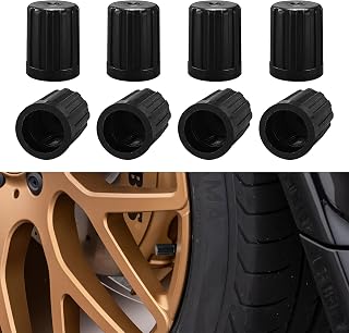 8PCS Plastic Tire Valve Stem Caps, Tire Valve Caps, Black Valve Stem Covers with Rubber Seal, Car Exterior Accessories Universal Long Air Valve Caps Fits for TPMS20018 Rubber Valves (Style 2)