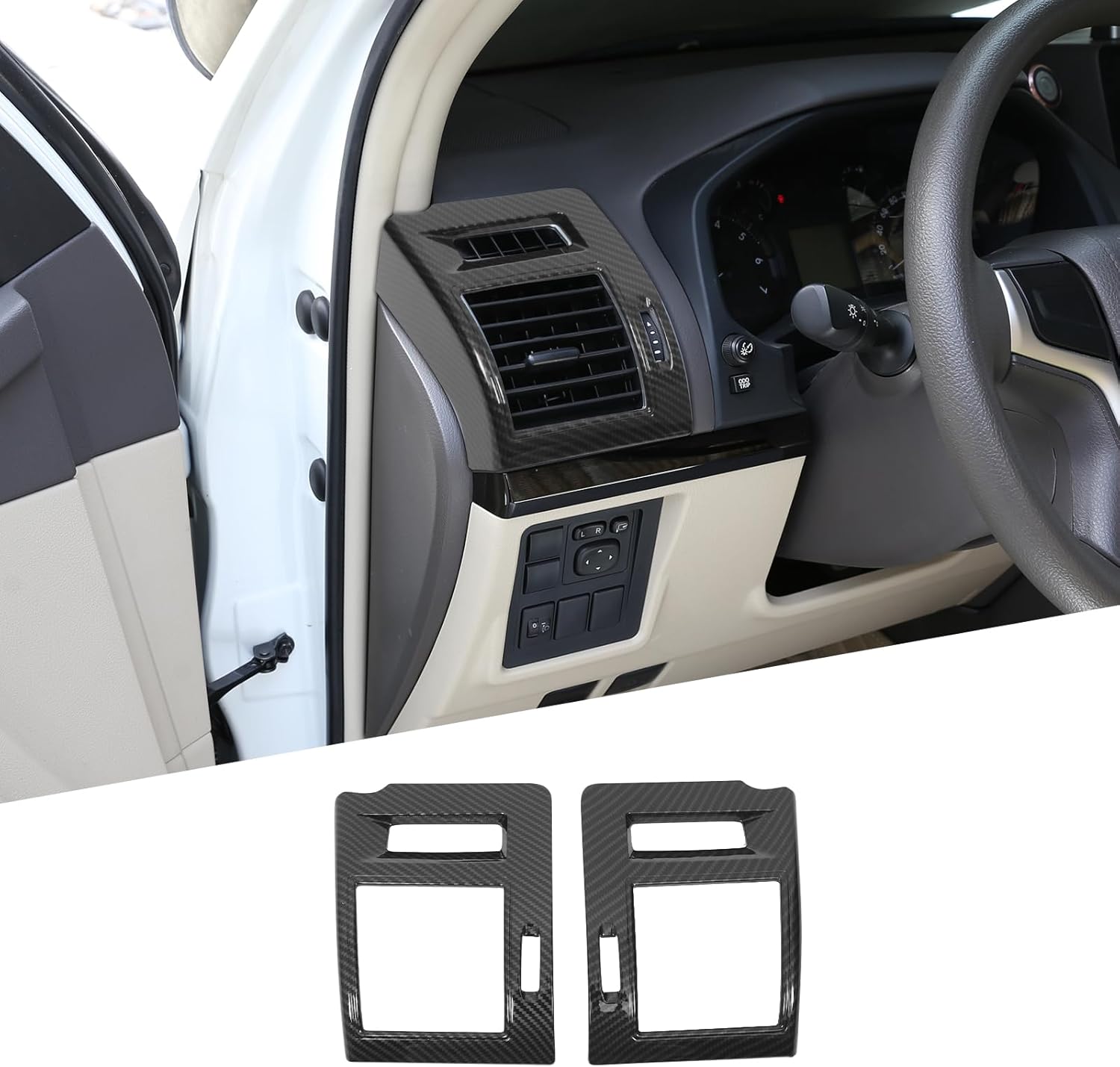 Fit for Toyota Land Cruiser Prado FJ150 150 2018 Car Side Air Condition Outlet Vent Trim Cover Frame, ABS Center Console Side Air Outlet Trim Cover Accessories, 2PCS (Silver)