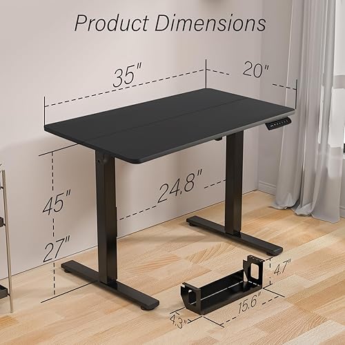 Miniatura 3 de Kingant Escritorio eléctrico de altura ajustable, escritorio de computadora para sentarse de pie de 48 x 24 pulgadas con memoria preestablecida,