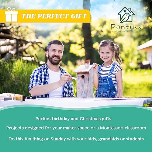 Miniatura 6 de Kit de casa de pájaros de bricolaje con juego de pintura - Kits de manualidades de madera para niños - Haz un kit de casa de pájaros para niños -