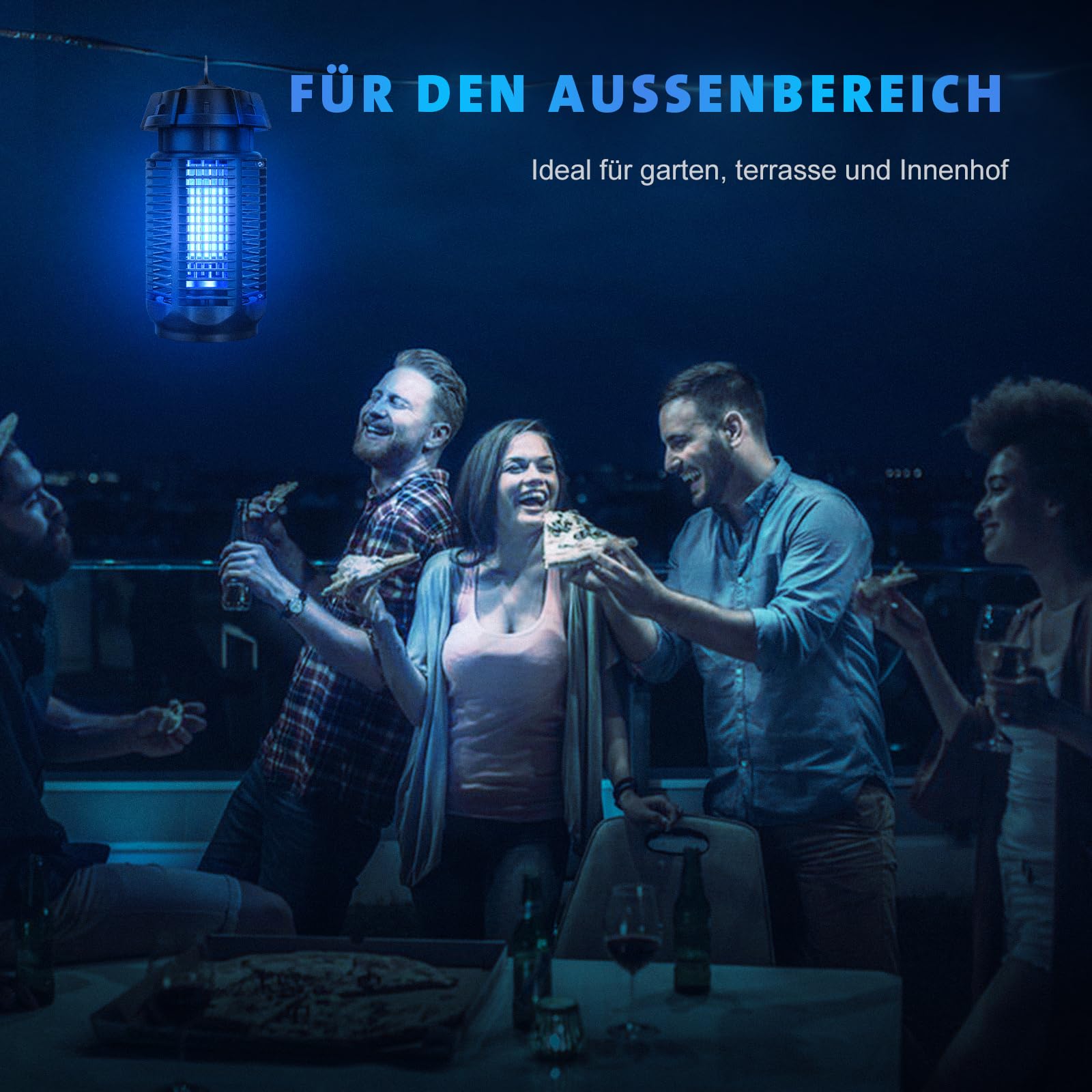 Insektenvernichter Elektrisch, 20 W UV-Lampe Stark Elektrischer Insektenfalle Mückenlampe,Elektrische Mückenfalle Mückenlampe für Garten Innen und Aussen, Wasserdicht