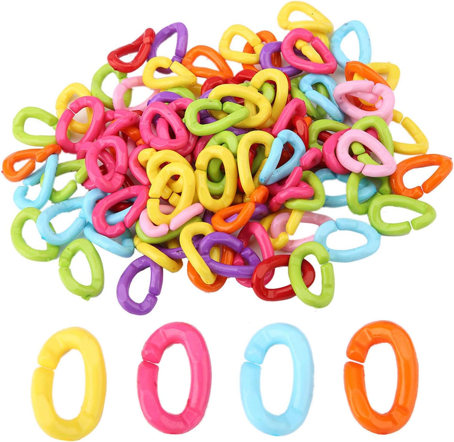 100Pcs Plastic Bird C Clips Hooks Chain Links DIY Parrot Toys Mix ColorLittle pet Toys