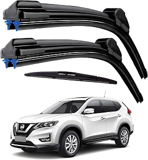 Dual Rubber Blade Windshield Wipers for 2025 2024 2023 2022 2021 2020 2019 2018 2017 2016 2015 NISSAN Rogue/Pathfinder 2014-2020,Automotive Replacement Wiper Blades 26"/17"/12" Rear Wiper (Set of 3)