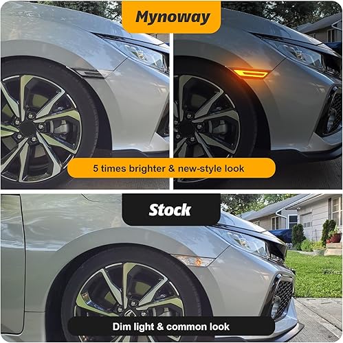 Miniatura 4 de Mynoway Para luces laterales cívicas de 10 generación 2016-2021  Reemplazo de luces de guardabarros ámbar para Hond'a Civic Sedan Coupe Hatchback