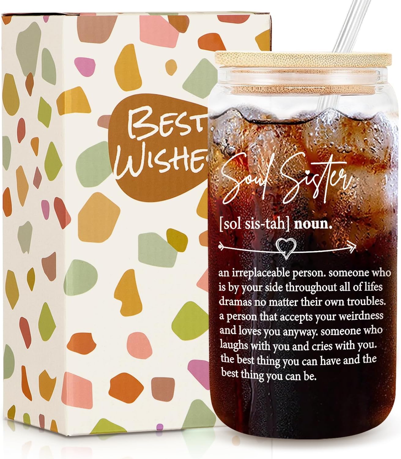 birthday gifts for women best friend, gifts for women friends, friendship gift, gift for best friend bff - 16oz soul sister cup