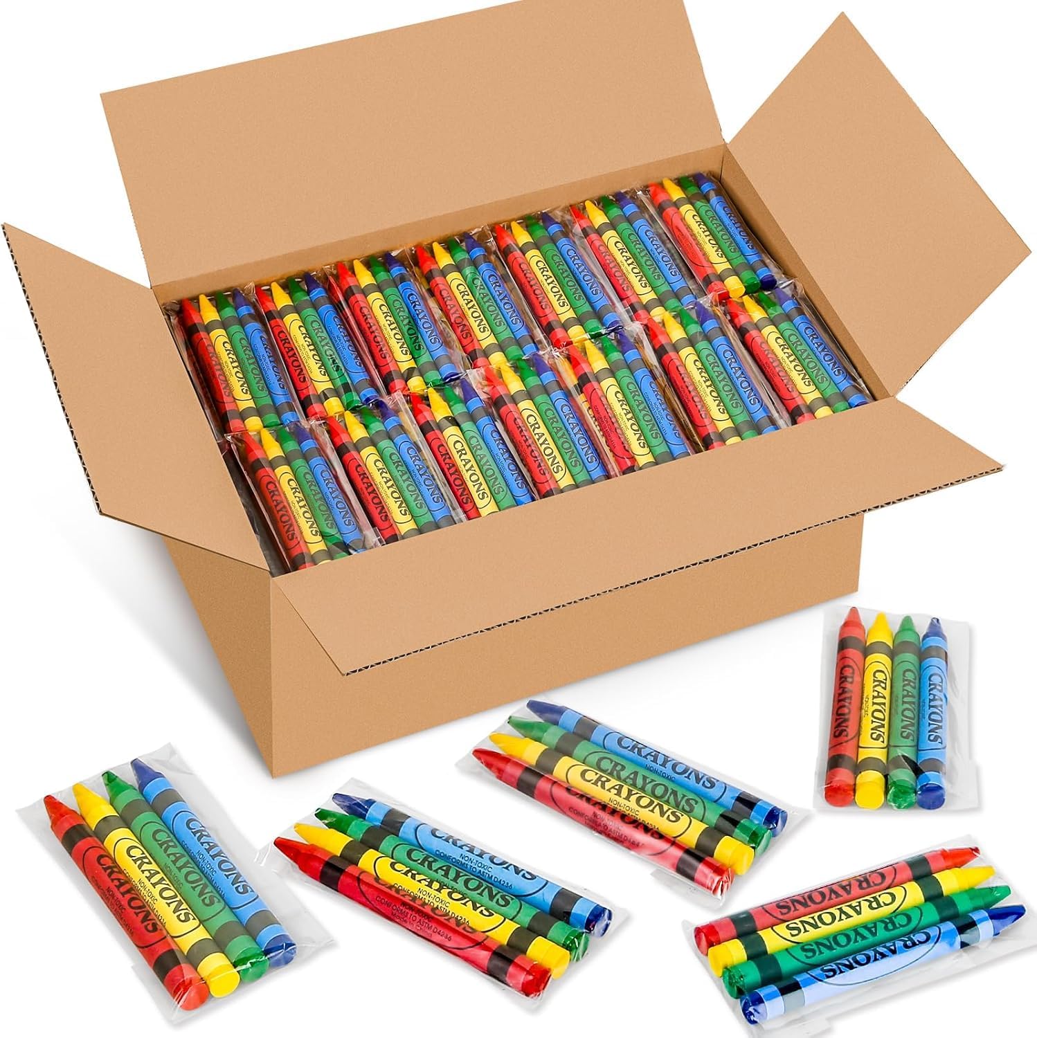 400 Sets Crayons of 4 Colors, 1600 Count Crayons Bulk Individual Packs, Mini Crayon for Kids, Small Crayon Packs for Restaurants, Birthdays, Travel, School Supplies