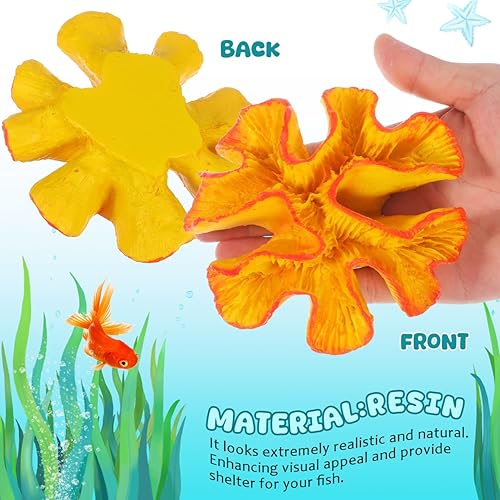 Miniatura 4 de POPETPOP Arrecife de coral artificial para pecera, plantas de acuario naranja de resina para decoración de acuarios, simulación de plantas marinas