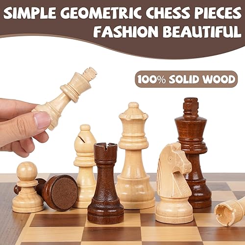 Miniatura 4 de Juego de ajedrez de madera magnético de 15 pulgadas, tablero de ajedrez de madera plegable con piezas magnéticas, juegos de ajedrez de viaje