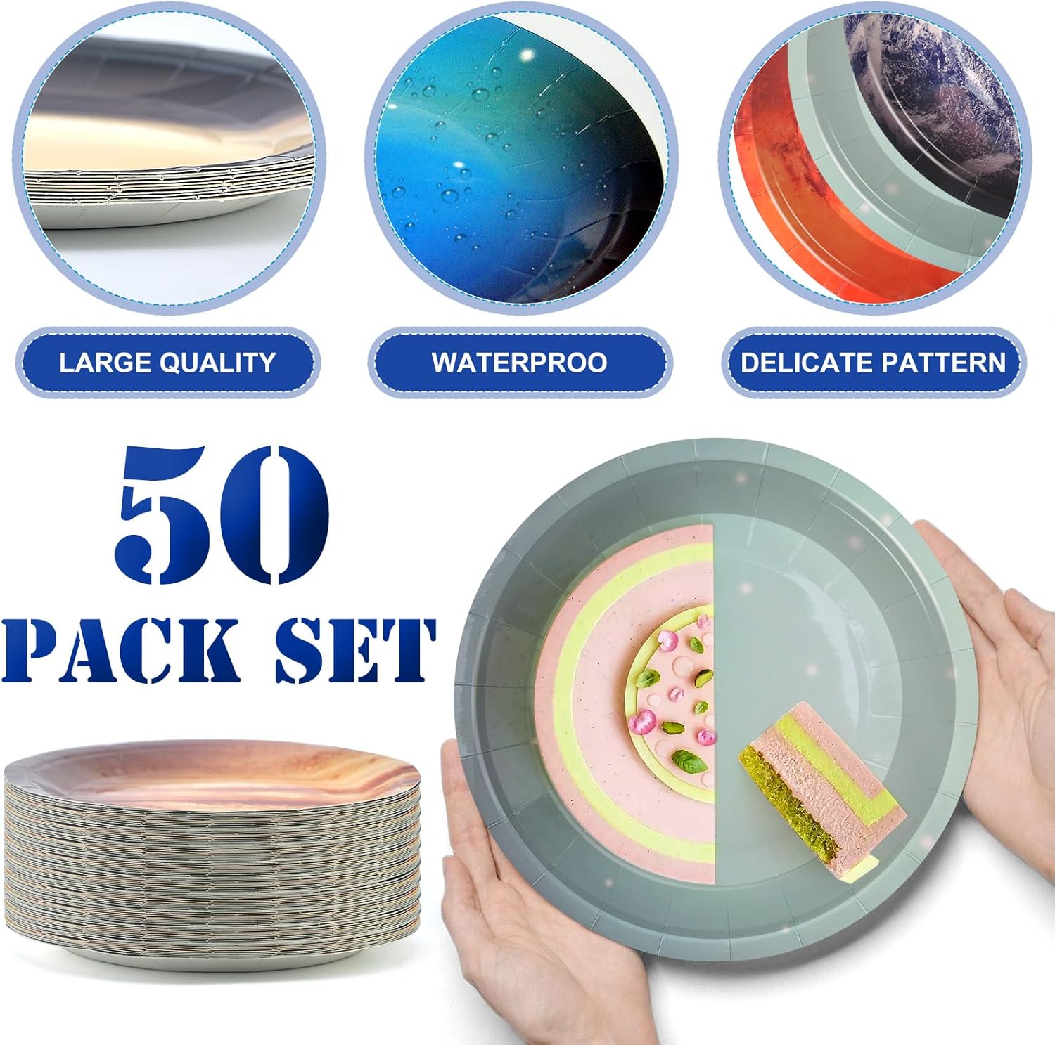 Space Theme Party Decorations - 50pcs Space Birthday Decorations Party Plates,Baby Shower Party Birthday Party Decorations,9inch image 3 of 7 B0F9NWP617