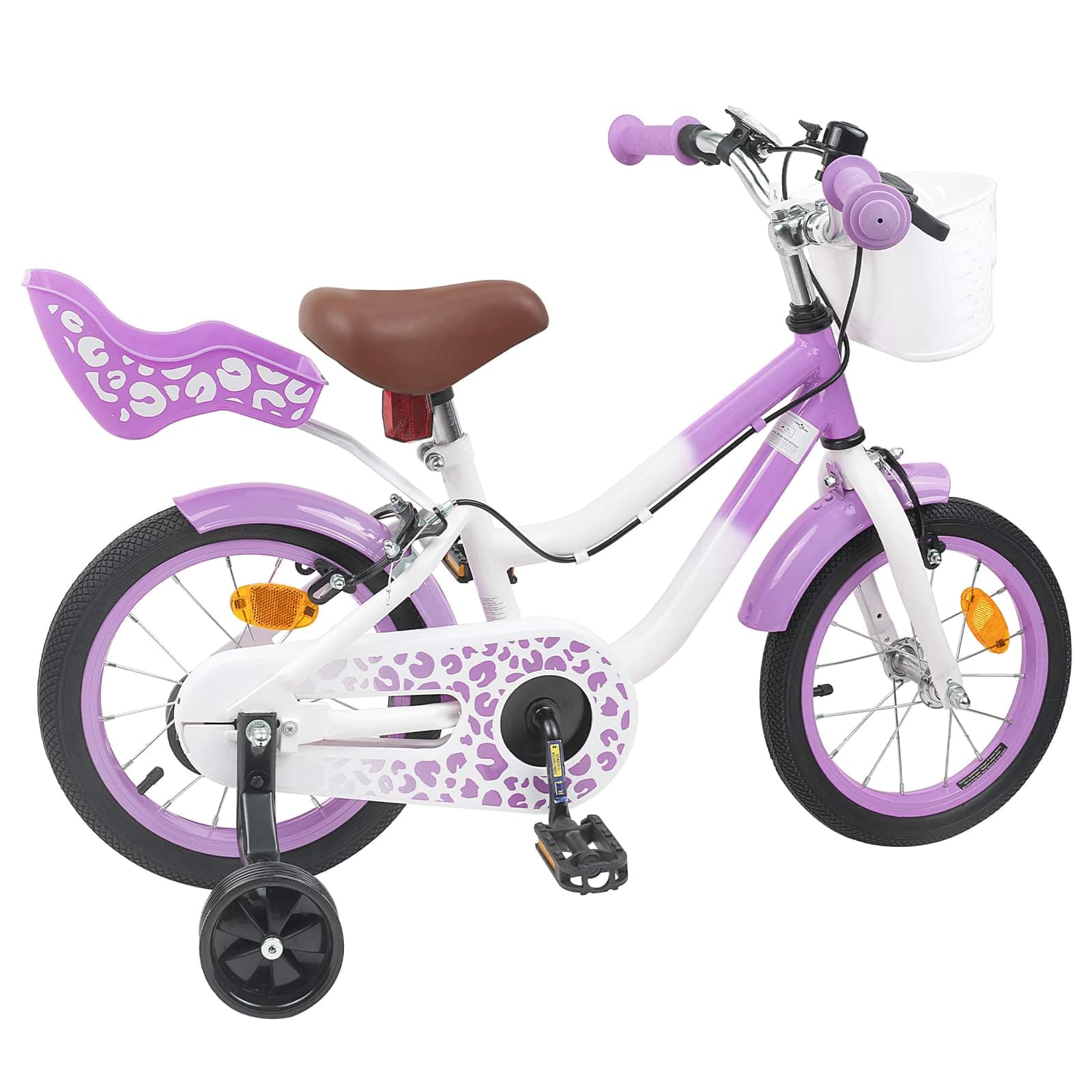 Gecheer Kinderfahrrad Mit Stützrädern 14 Zoll für 3-5 Jahre alt Lila, Jungen Mädchen Fahrrad für Straße Waldwege und Familienausflüge42009603