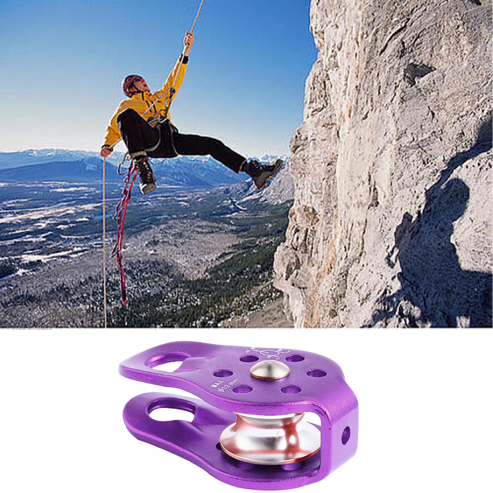 Seilrollen für Drahtseile Riemenscheiben Umlenkrollen für Seile Seilrolle Umlenkrolle 26 kN Pulley für Bis 12 mm Durchmesser Seilkletter Rettungshebe und Schleppseilrollen (Lila)