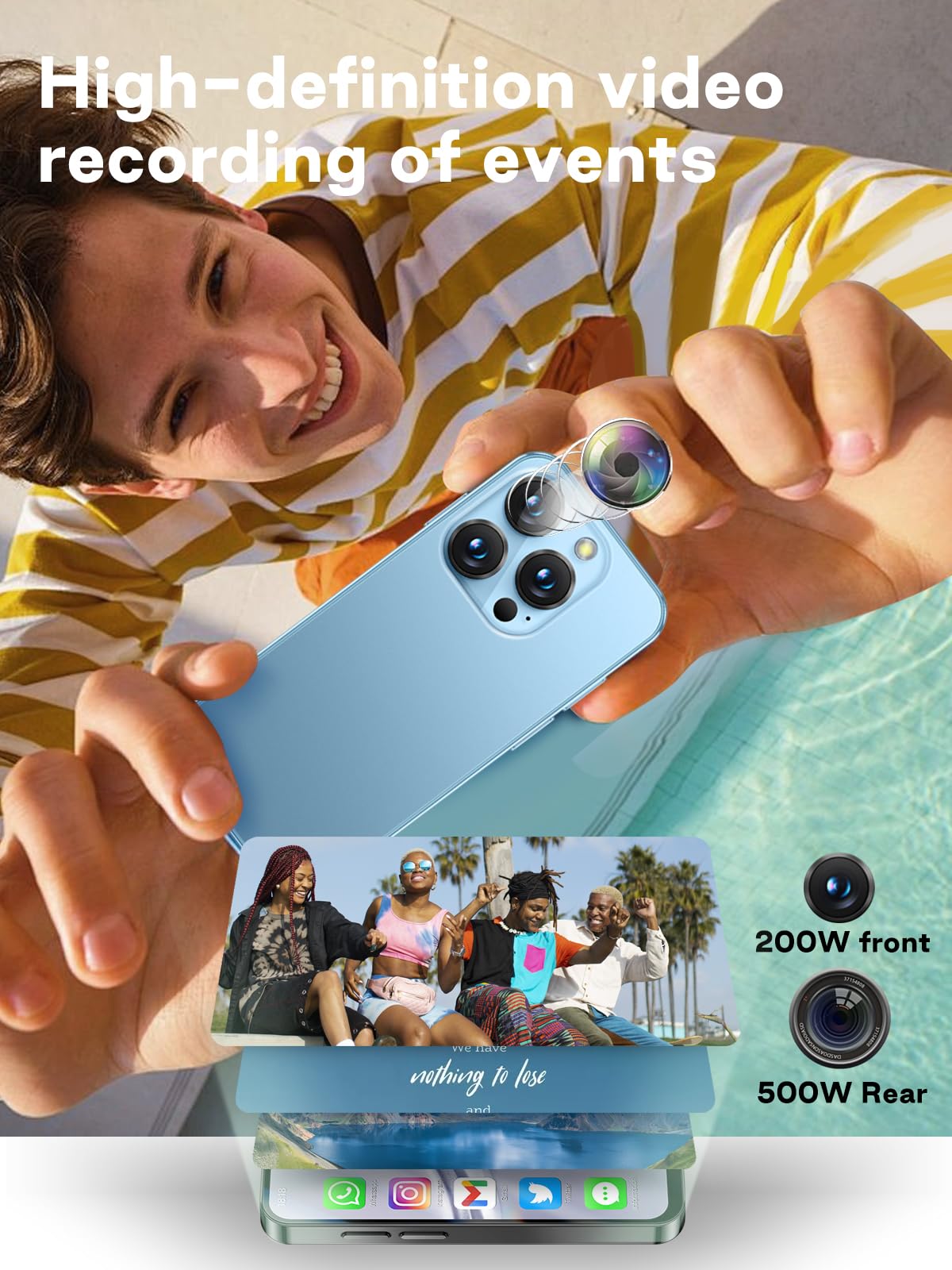 4G Smartphone Mini Débloqué - Écran HD de 3.88" - Double SIM Double veille - Batterie 1950mAh - Face ID - Idéal pour les Enfants et les Étudiants comme Téléphone de Secours (Bleu)