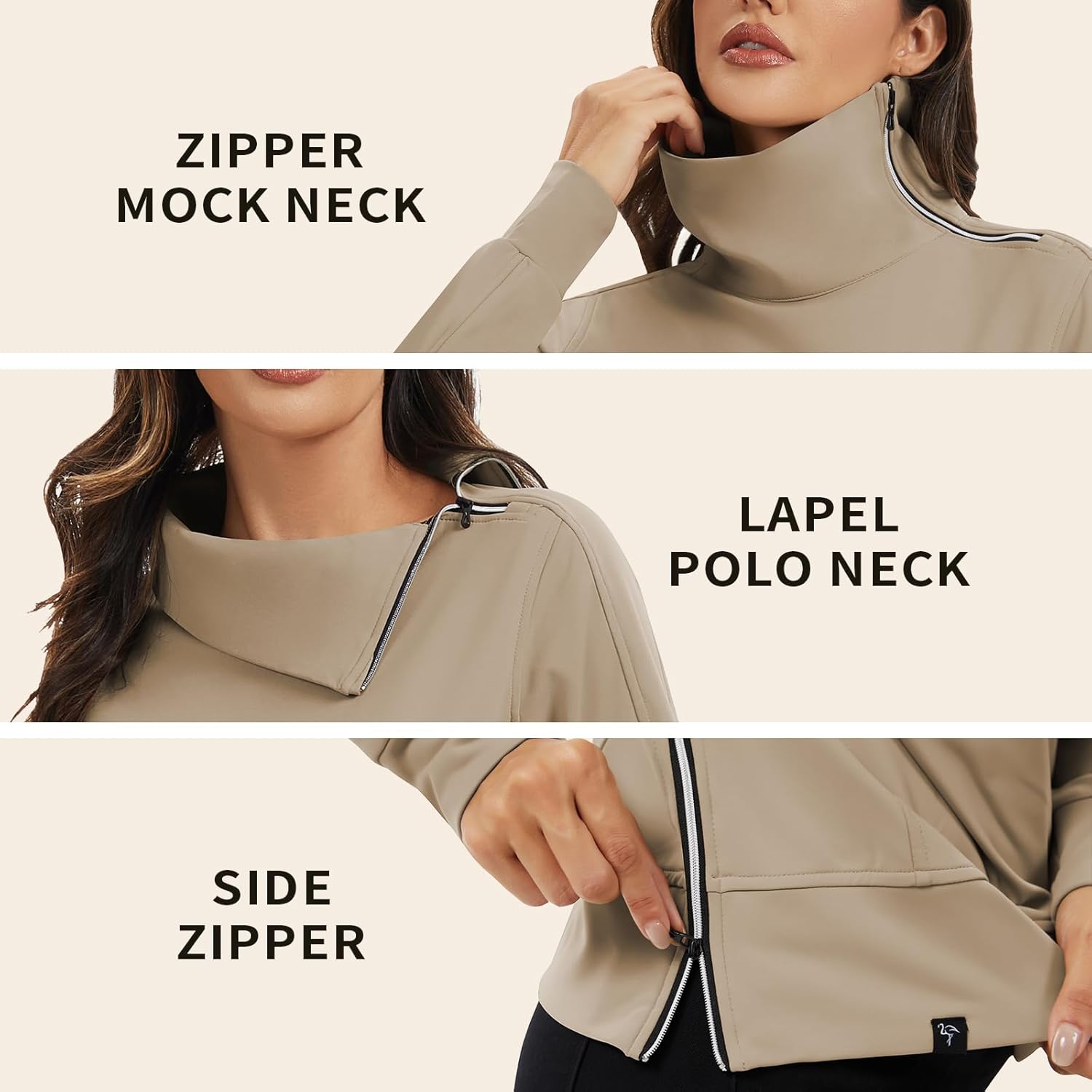 Soneven Womens' Golf Sweatshirts Thermal Fleece Running Pullover Quarter Zip Winter Outdoor Hiking Athletic Sweatshirts - Image 5