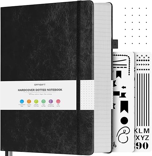 Cuaderno de puntos, 312 páginas numeradas, cuaderno grande B5 de cuero de tapa dura, cuaderno de 3.53 ozyd con páginas de índice, diario de puntos