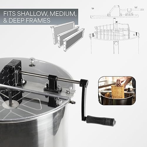 Miniatura 22 de VIVO Extractor eléctrico de miel con 3 marcos, equipo de procesamiento de miel de acero inoxidable de grado alimenticio, girador de tambor de panal