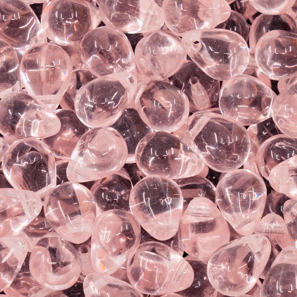 Czech 50-Piece Glass Beads, 6x9mm, Teardrop Light Pink Rosaline 70120 image 5