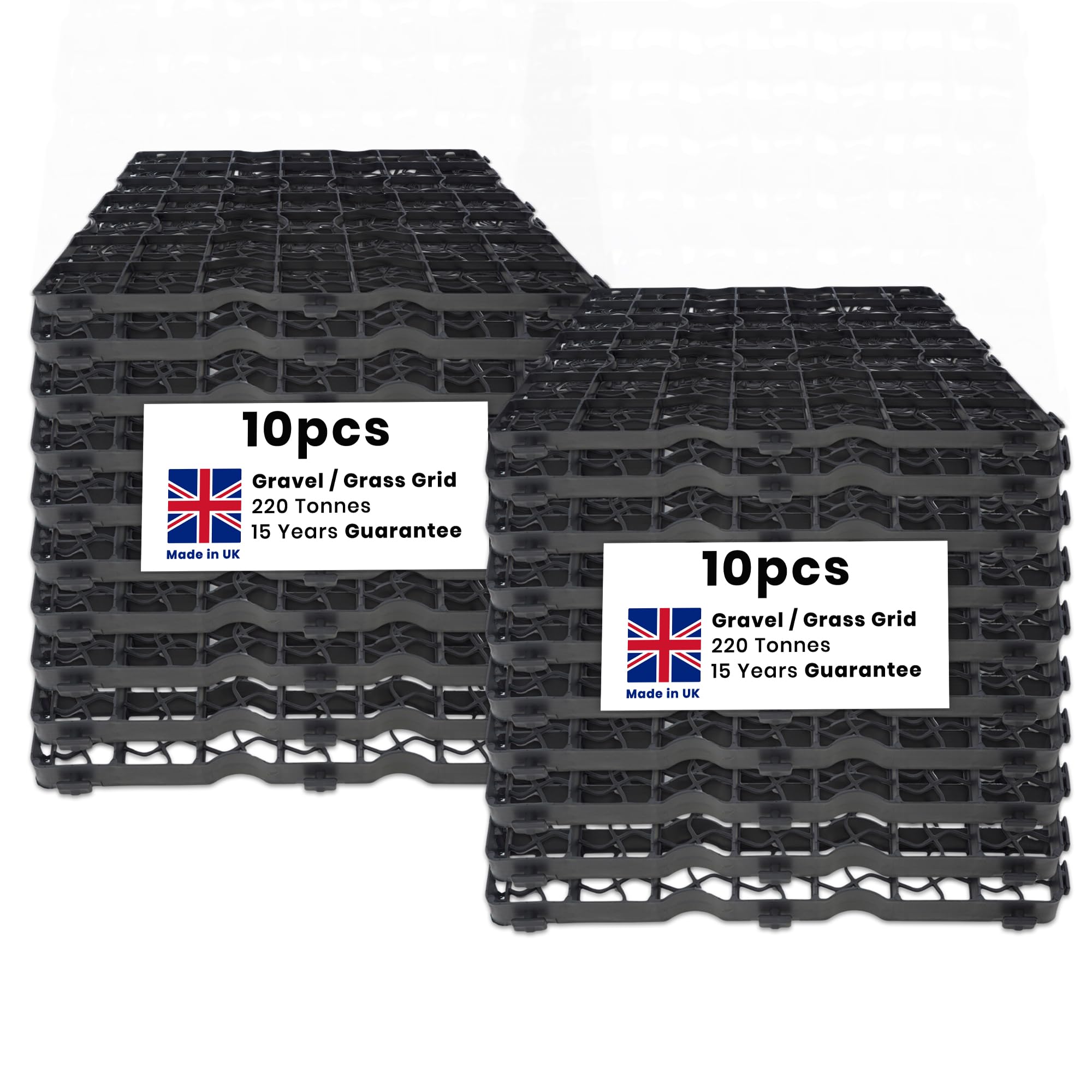 Plastic Shed Base - Sturdy Driveway Grids and Lawn Mats, Gravel Grid Grass Mat Combo, UK-Made Grass Grids, Garden Path Ground Matting for Gravel Stabiliser, Rubber Grass Mats, Pack of 20