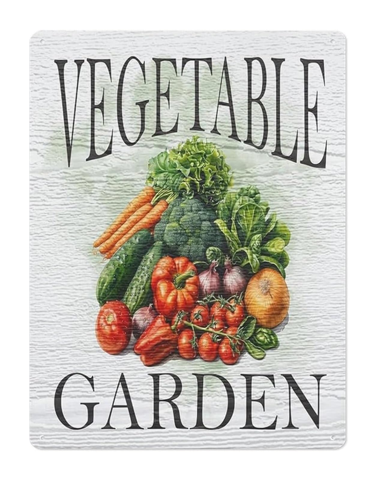 FNYUVNFAF Charming Vegetable Garden Tin Sign Rustic Metal Plaque Country Farmhouse Decor for Yard Patio Greenhouse 8 X 12 inch