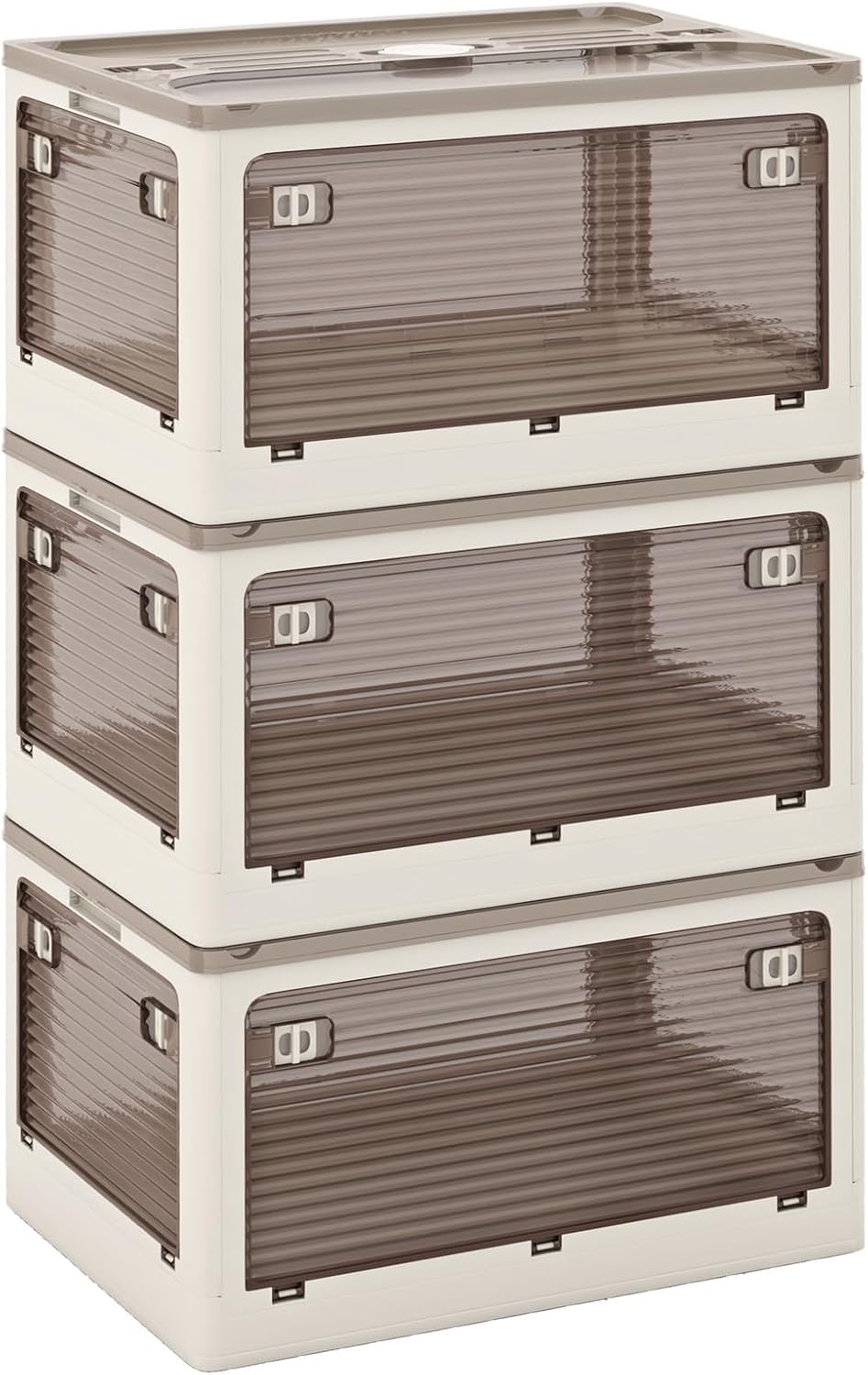 GIANTEX 3 Cajas de Almacenamiento de Plástico Plegables, Capacidad de 90 L/132 L, Contenedores de Almacenaje Apilables con Ruedas, Mueble Organizador para Dormitorio, Salón (51,5x36,5x88cm, 132 L)