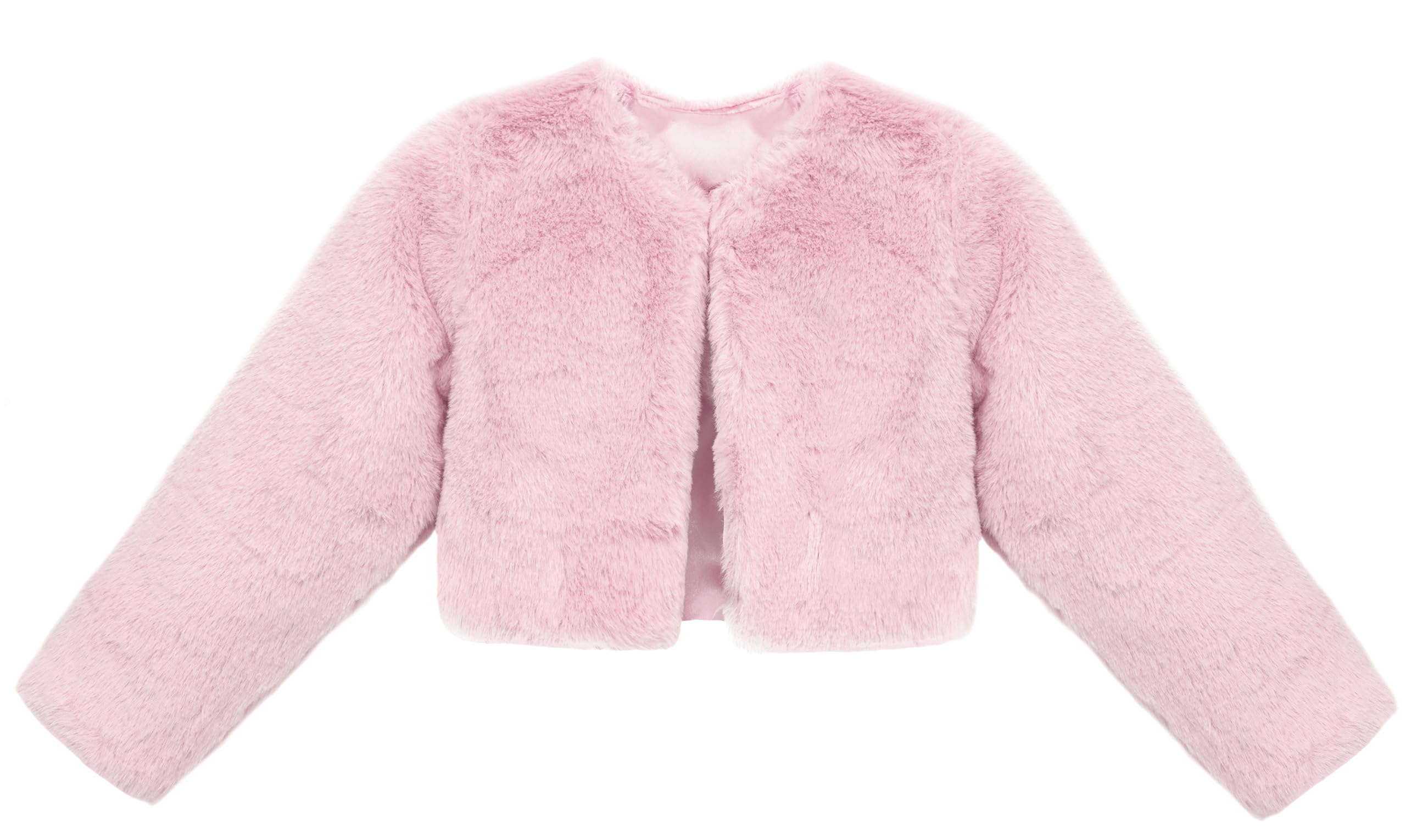 Lilax Girls Cozy Faux Fur Long Sleeve Crew Neck Dress Coat